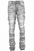 Stacked Horizontal Frayed Jeans