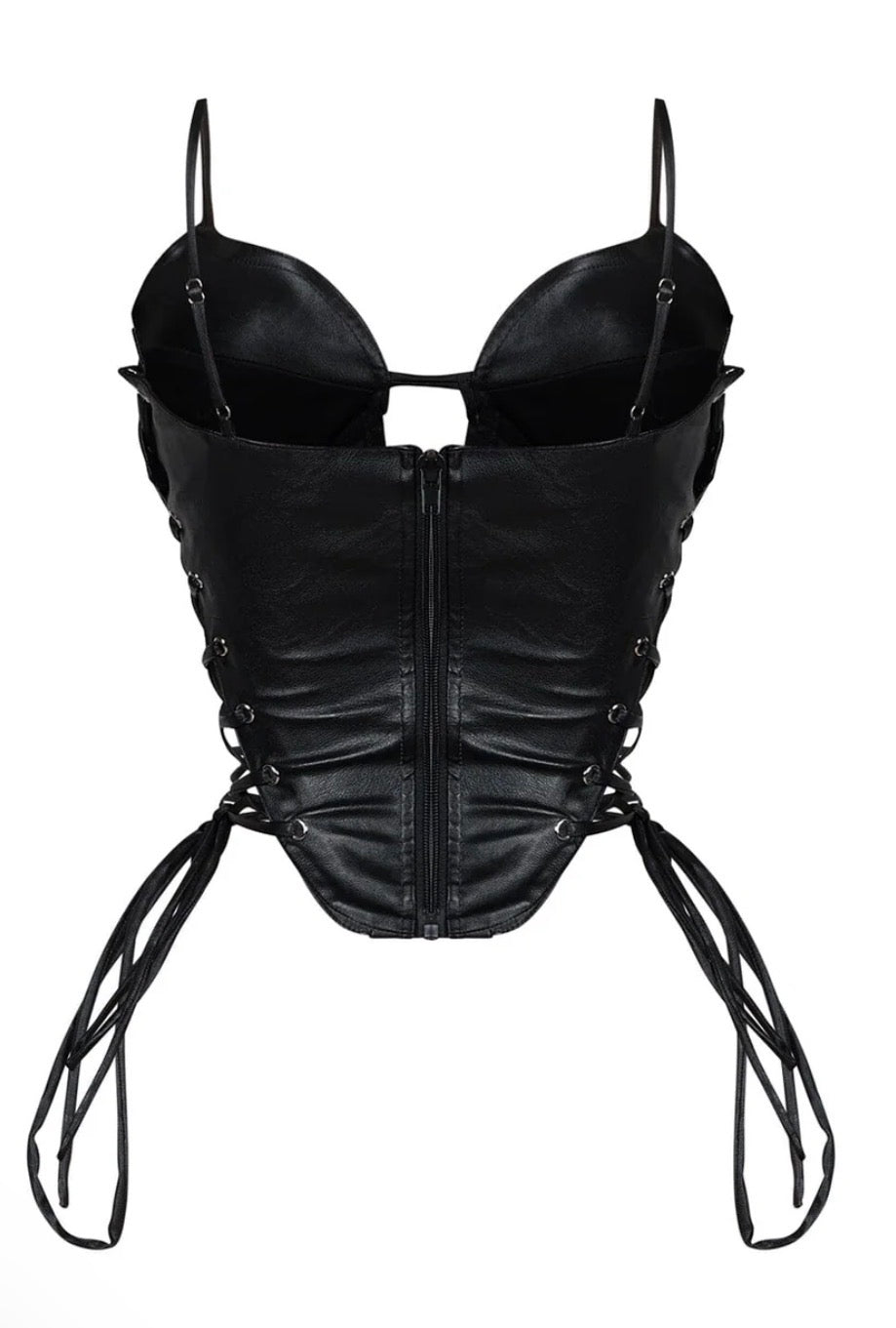 Faux Leather Tie-Up Corset