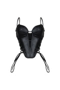 Faux Leather Tie-Up Corset