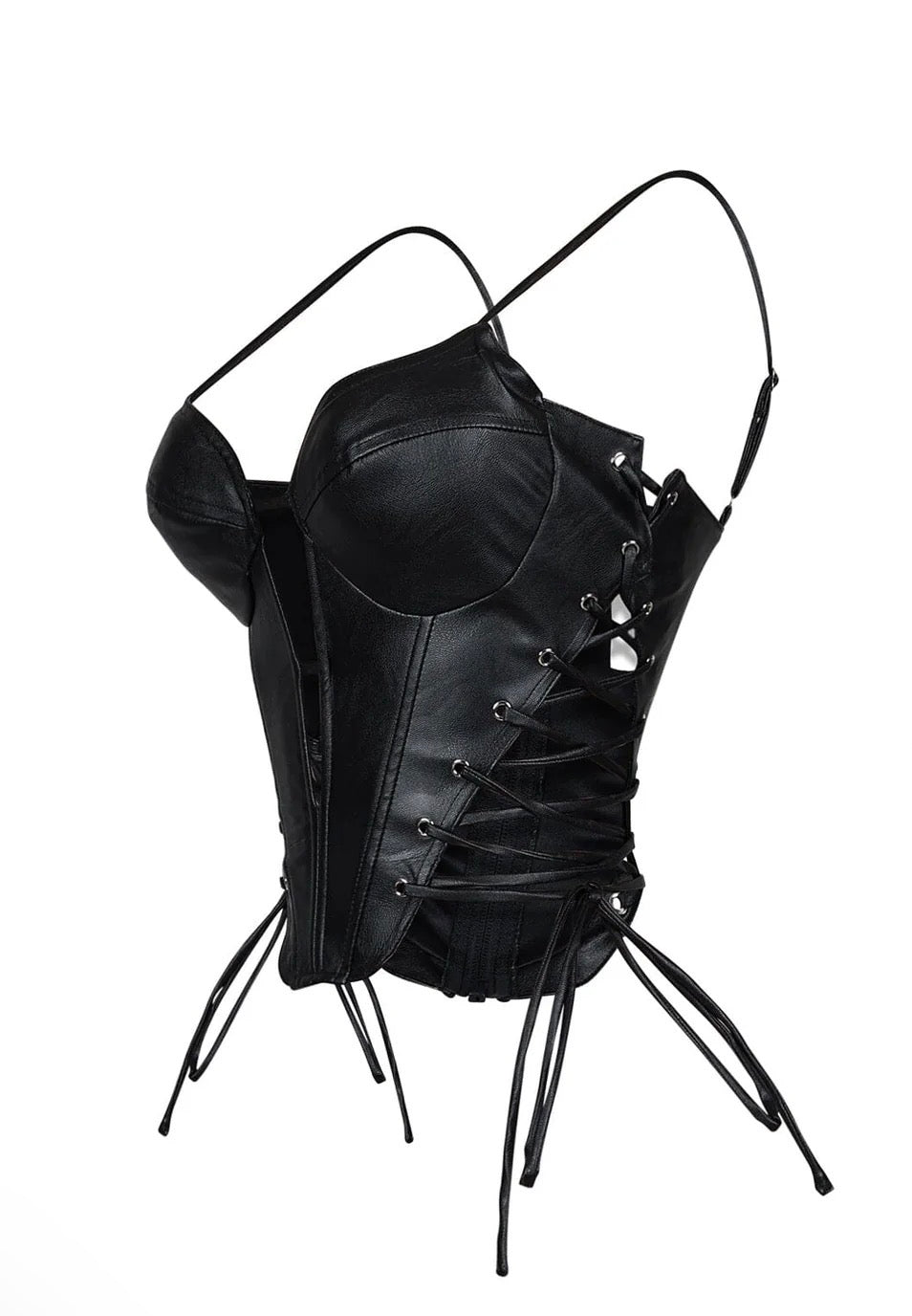 Faux Leather Tie-Up Corset