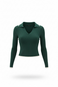 Green Ribbed LS Top