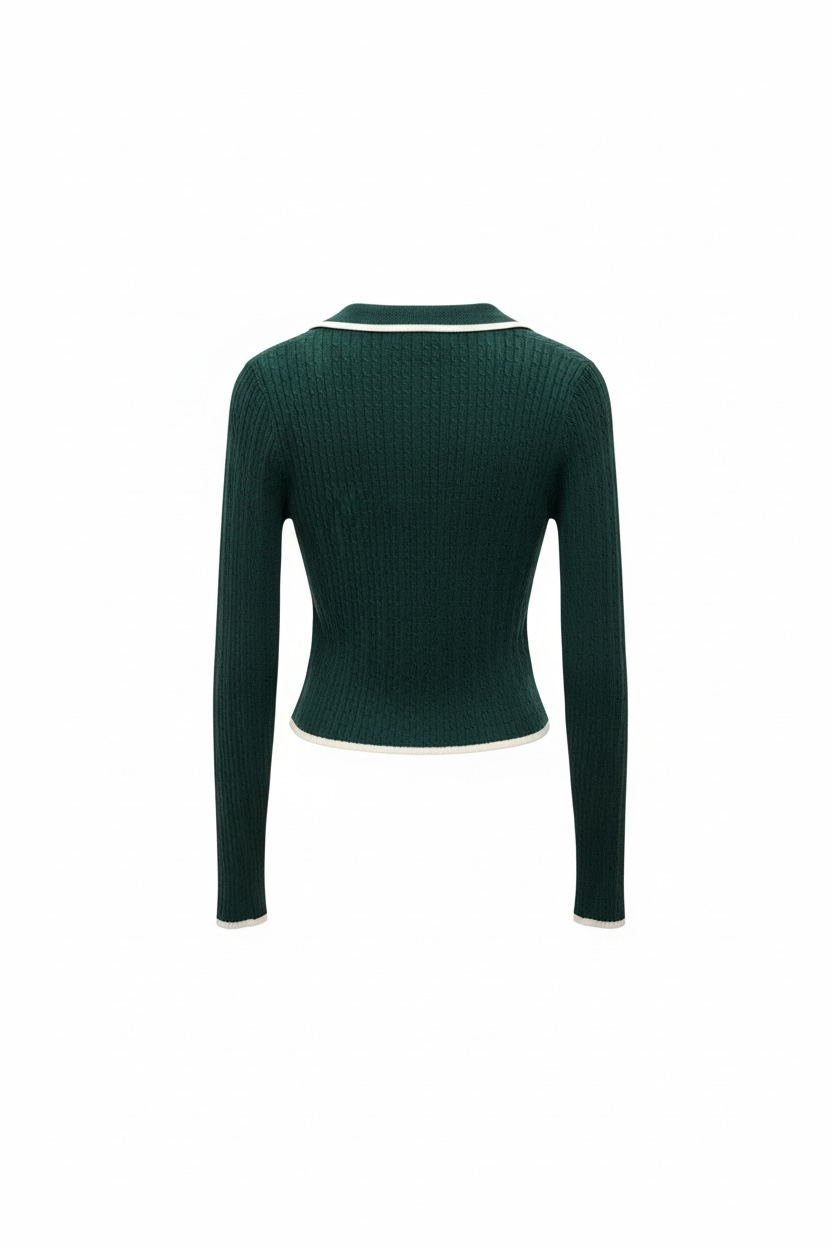 Green Ribbed LS Top