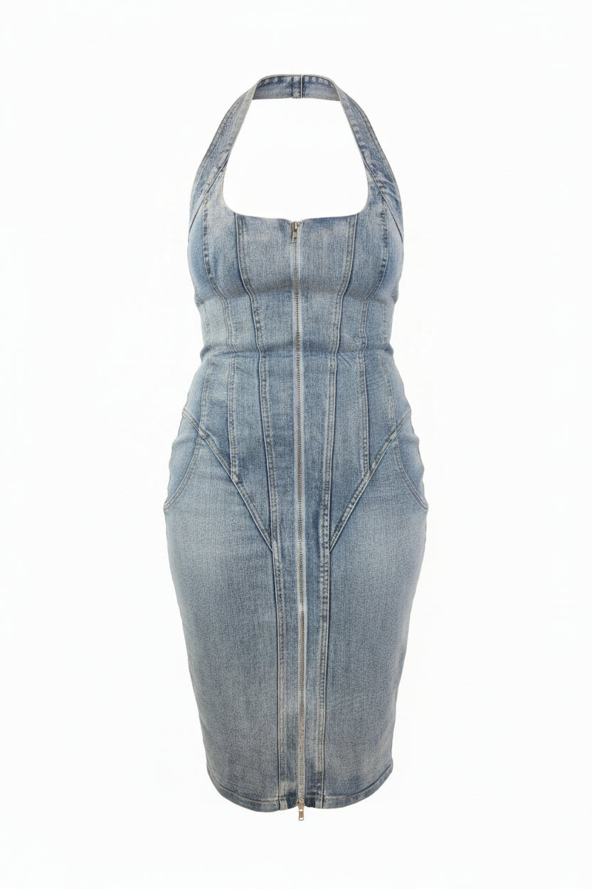 Halter Denim Dress