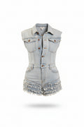 Fringe Denim Romper